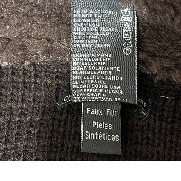 CHELSEA & THEODORE Brown Open Front Sweater Jacket Faux Fur Faux Suede XX-Cozy - Picture 7 of 10